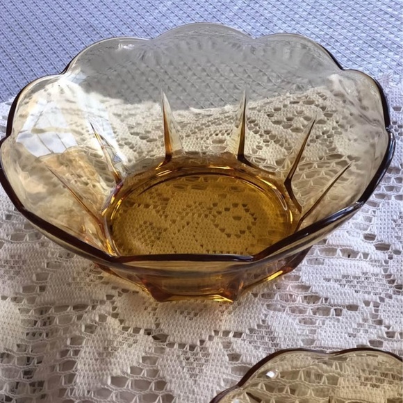 Honey Gold Amber Glass Chip & Dip Bowls Swedish Mid Century MCM
2 8x3”, 1 4x2” - Picture 2 of 9